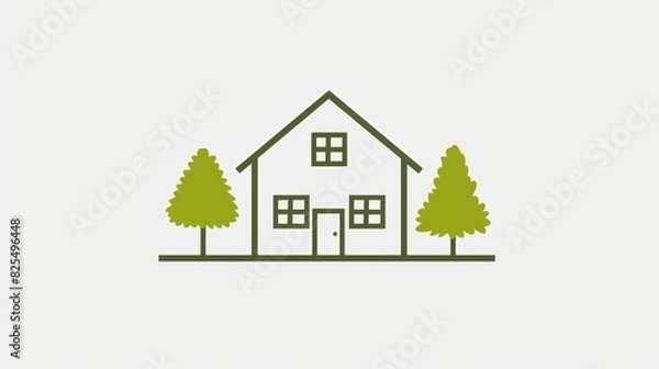 Obraz House Outline Logo Design with Abstract Roof Shape for Real Estate Market