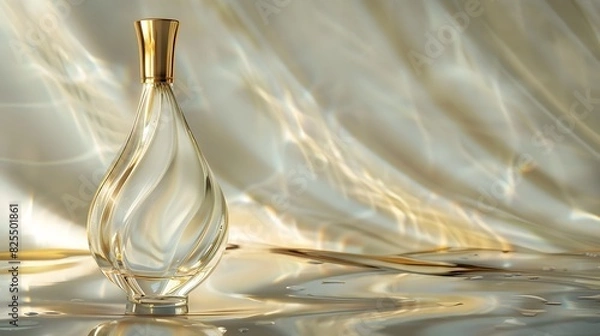 Fototapeta 金色の金属キャップが付いた白い香水