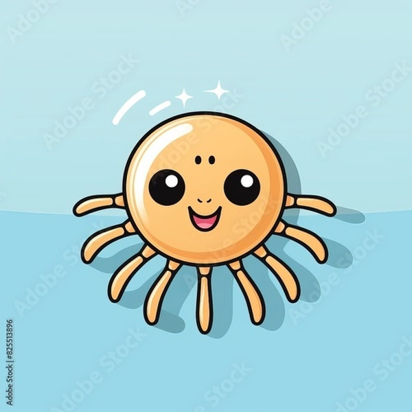 Fototapeta Cute cartoon spider illustration with big eyes and a friendly smile. Simple design for kids and children's illustrations