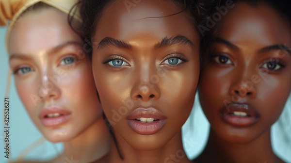 Fototapeta Different races people, multicultural group of young modern people, mixed group of multicultural people look camera, happy people, smile, smiling people