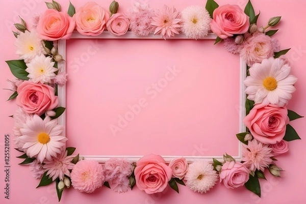 Fototapeta a frame made of various flowers