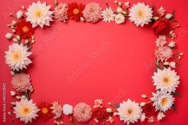 Fototapeta a frame made of various flowers
