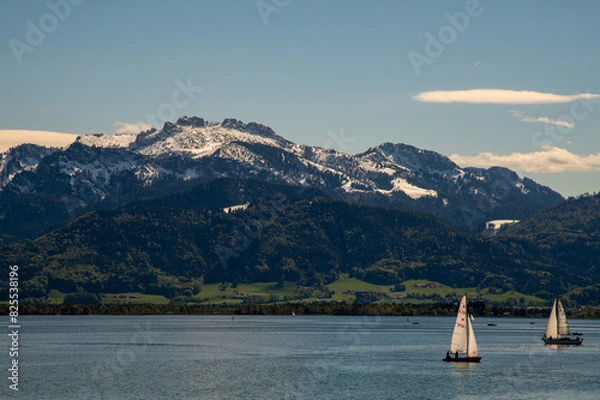 Fototapeta Impressionen vom Chiemsee im Hintergrund die Kampenwand