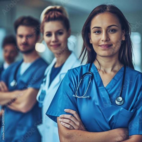 Obraz doktor, pielęgniarka, druzyna, szpital, lek, medyczne, baba, gromada, lecznictwo, zdrowie, stetoscope, klinika, uśmiech, lud, uśmiech, jednolitego, doktor, chronić, fachowiec, chirurg, men at work, ok