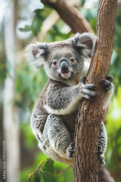 Obraz A curious koala explores the treetops and discovers a new friend
