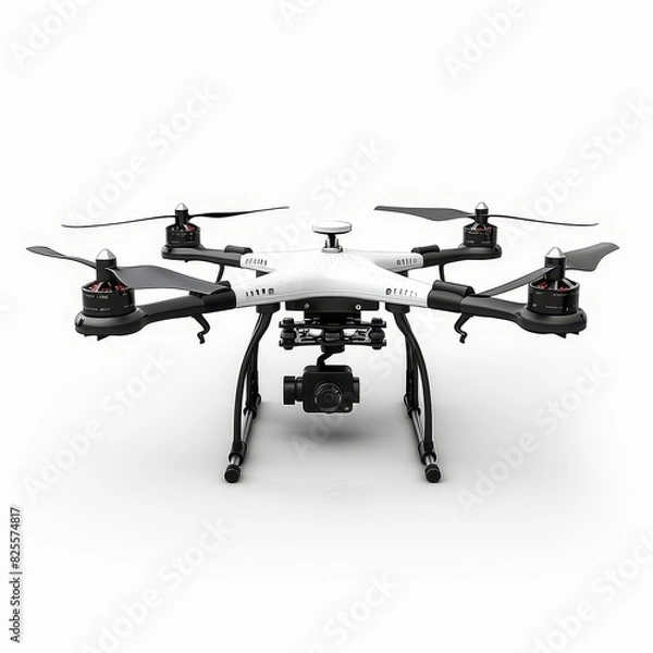 Fototapeta a white drone with a camera on a white background
