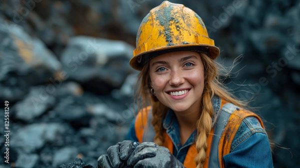Obraz portrait of smiling miner