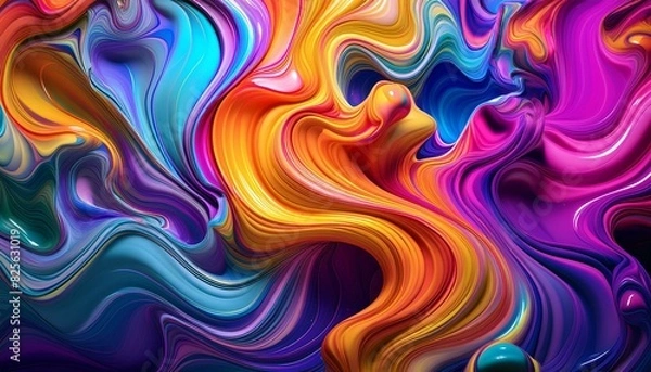 Fototapeta Psychedelic colorful fluid abstract splash paint