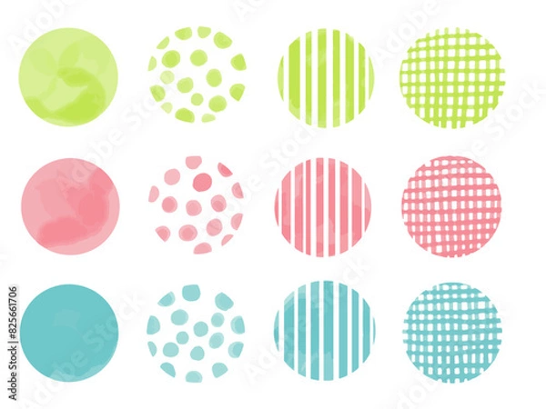 Fototapeta あしらい水彩丸セット