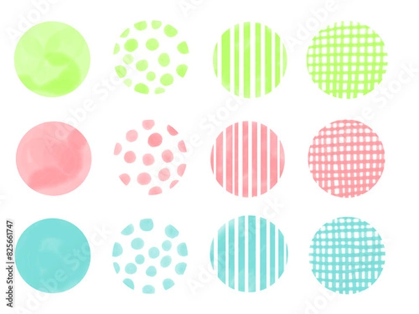 Fototapeta あしらい水彩丸セット