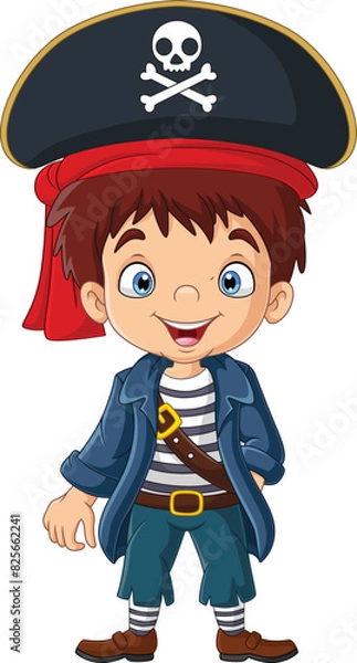 Fototapeta Cartoon smiling little pirate boy 