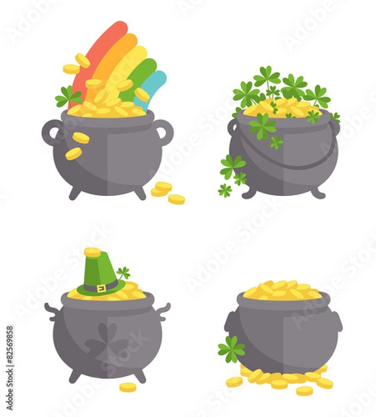 Fototapeta Pot with gold set.