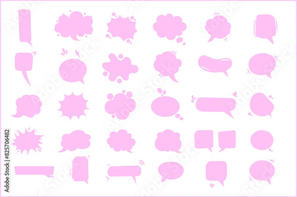 Obraz Pink blank speech bubbles set isolated on white background - vector illustration