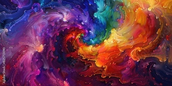 Fototapeta A mesmerizing blend of vibrant colors swirling into intricate patterns, reminiscent of a cosmic dance.