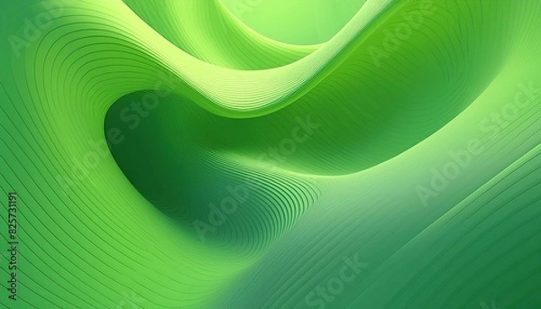 Fototapeta abstract 3d background with a unique soft green pattern of lines curve and swirling shapes; beautiful bright