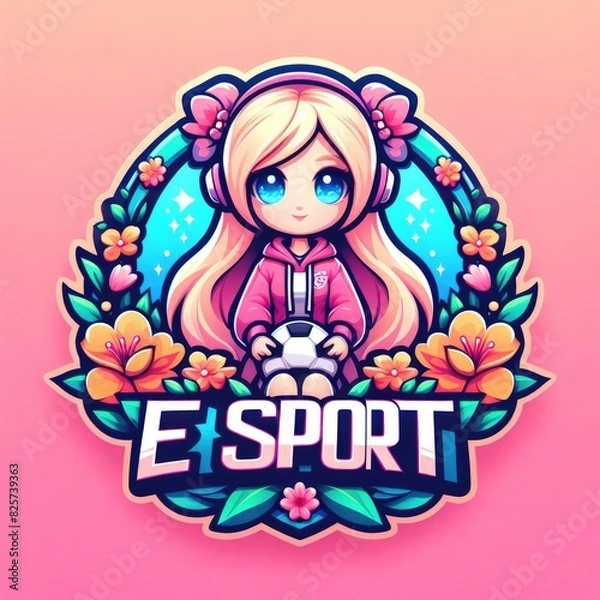 Fototapeta Feminine E-Sport Logo: Strength and Elegance in Competition