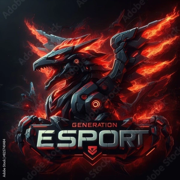 Obraz Shark Inspired E-Sport Logo: Strength in the Water