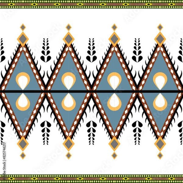 Fototapeta Abstract ethnic geometric pattern design for background and wallpaper. Seamless striped pattern in Aztec style. Folk embroidery.