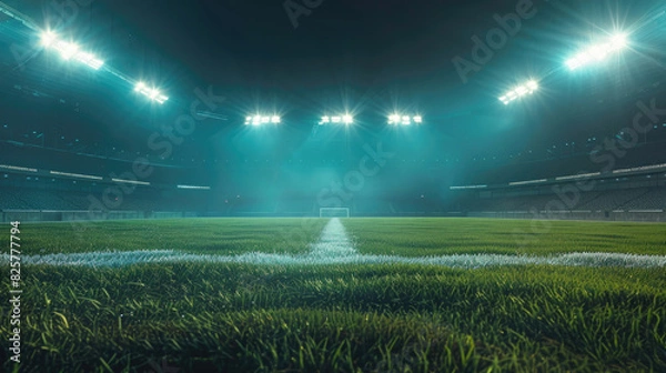 Fototapeta Spectacular Stadium with Illuminated Floodlights