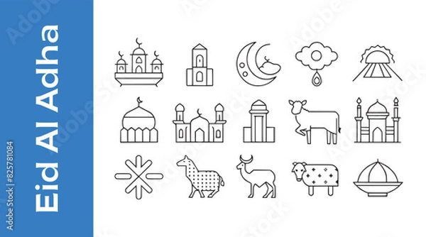 Obraz Eid Al Adha Icon Set with editable icon set. 