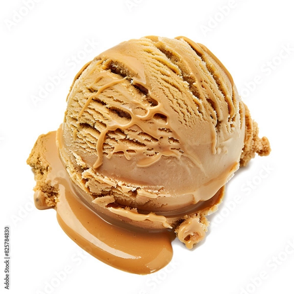 Fototapeta scoop of salted caramel ice cream isolated on transparent background