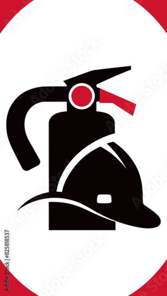Fototapeta Logo design with a helmet and extinguisher 