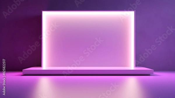 Fototapeta Digital neon light geometry booth e-commerce graphics poster background