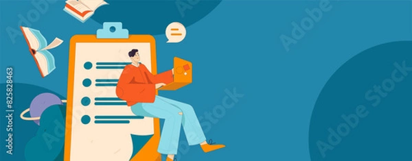 Obraz Education and learning people flat vector concept hand drawn illustration
