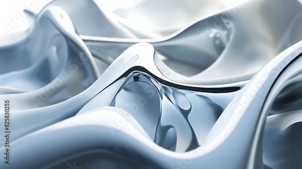 Fototapeta 3D rendering of a smooth, white, liquid-like surface with a glossy finish.