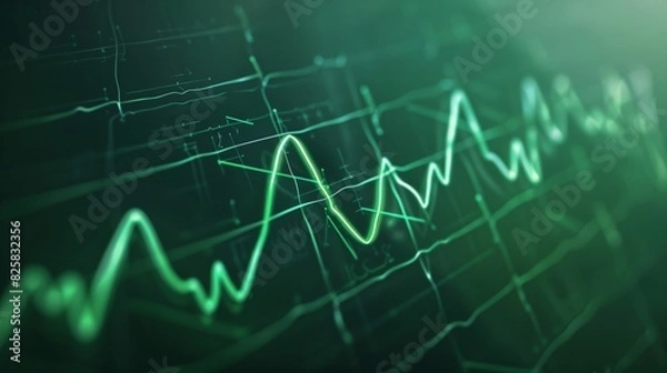 Fototapeta A green line graph with a lot of numbers on it