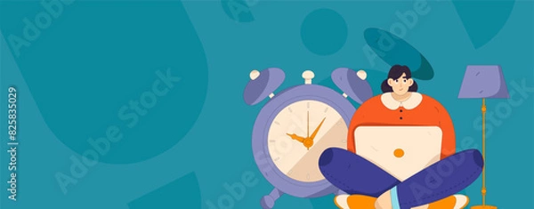 Fototapeta Education and learning people flat vector concept hand drawn illustration
