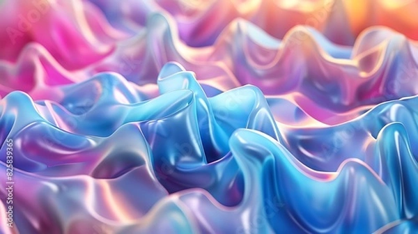 Fototapeta 3D rendering. Multicolored wavy shapes. Abstract background.