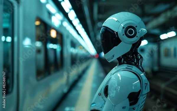 Fototapeta Experience a Future where Packing and Travel are Transformed by Technology Robots, Electric Trains, and Beyond