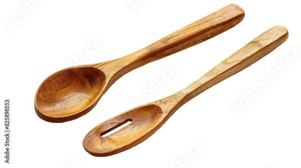 Obraz Two identical wooden spoons placed side by side on a table