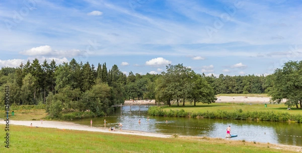 Obraz Panorama of the Oldemeijer recreation area and swiming lake near Hardenberg, Netherlands