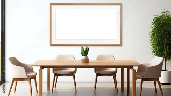 Fototapeta Extra large frame mockup capturing a stylish modern conference room area, with a crisp white space, 3d render