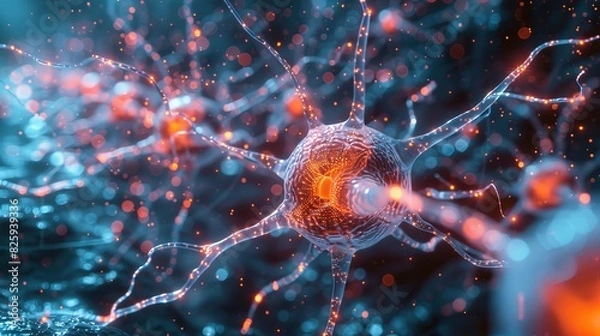 Fototapeta Neural network activity abstract visualization