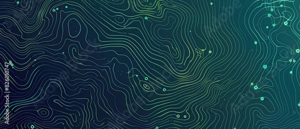 Fototapeta Abstract green digital topography map design