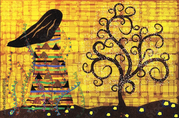 Fototapeta abstract illustration in the style of Gustav Klimt