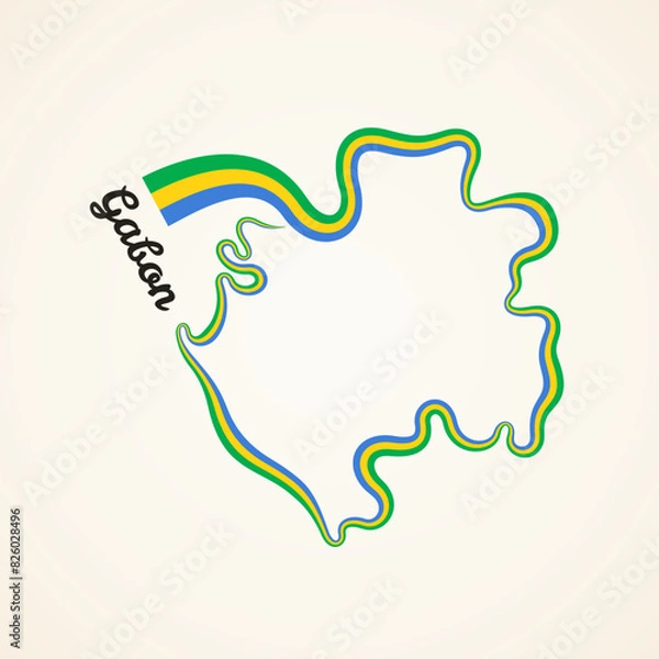 Fototapeta Gabon – Flag Ribbon Map