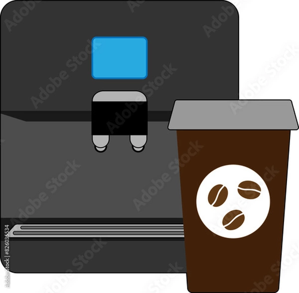 Fototapeta Colored icon of coffee machine and paper cup of coffee on white background coffee shop symbol