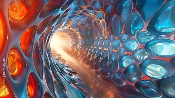 Obraz 3D rendering. Abstract organic tunnel.