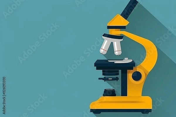 Fototapeta Digital illustration of a yellow microscope, abstract and modern, vibrant scientific equipment representation