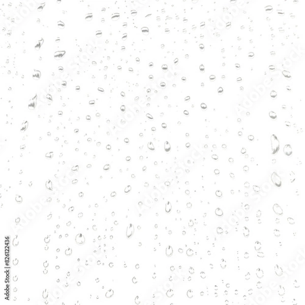Fototapeta Hundreds of small water droplets, isolated on transparent background, Generative AI