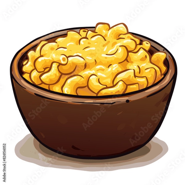 Fototapeta Simple cartoon-style illustration of mac and cheese in a bowl, vector