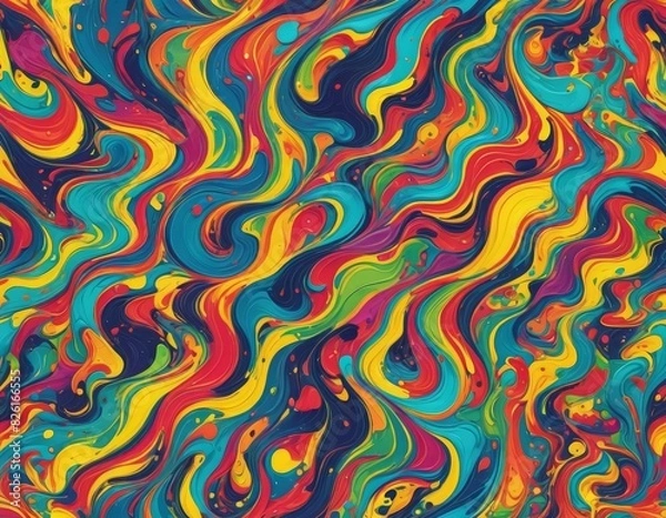 Fototapeta Colorful flowing liquid paint abstract background.