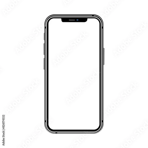 Fototapeta mobile mockup, mobile mock up, android mockup, frame mockup, smartphone mock up, cellphone frame, Smartphone Slim Bezels With Buttons blank screen isolated on white  vector illustration.