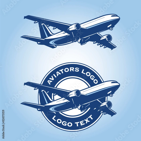 Obraz Fully editable logo template with realistinc looking 2D plane vector illustration