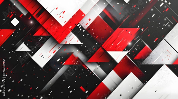 Obraz red white black abstract geometric background