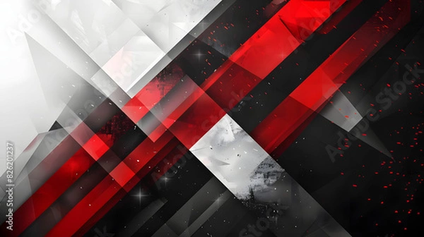 Obraz red white black abstract geometric background